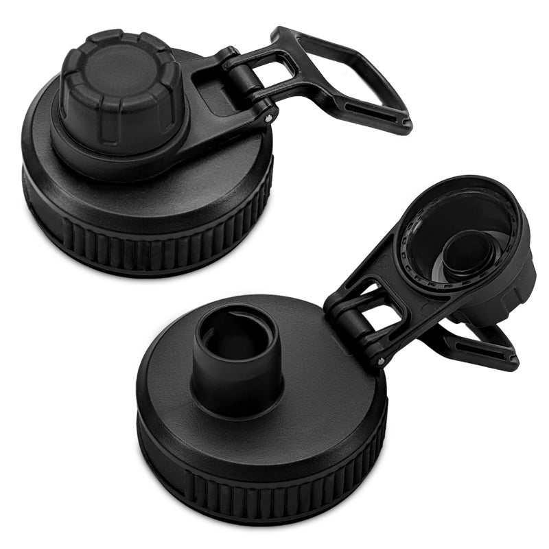 XccMe Spout Lid for Hydro Flask Wide Mouth Sport Water Bottles 2 Pack Replacement Lids for Most 12 14 16 18 20 22 32 40 64oz Wide Mouth Water Bottles with Handle Easy to Carry (Black2) - Image 1
